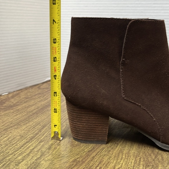 J. Jill Brown Suede Leather Ankle Boots Stacked Heel Brown Booties Size 11 - Picture 12 of 15